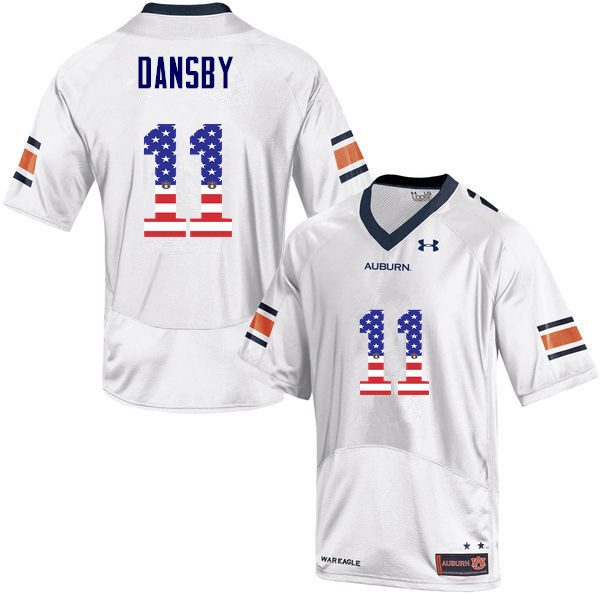 Auburn Tigers Men's Karlos Dansby #11 White Under Armour Stitched College USA Flag Fashion NCAA Authentic Football Jersey XRC8274XS